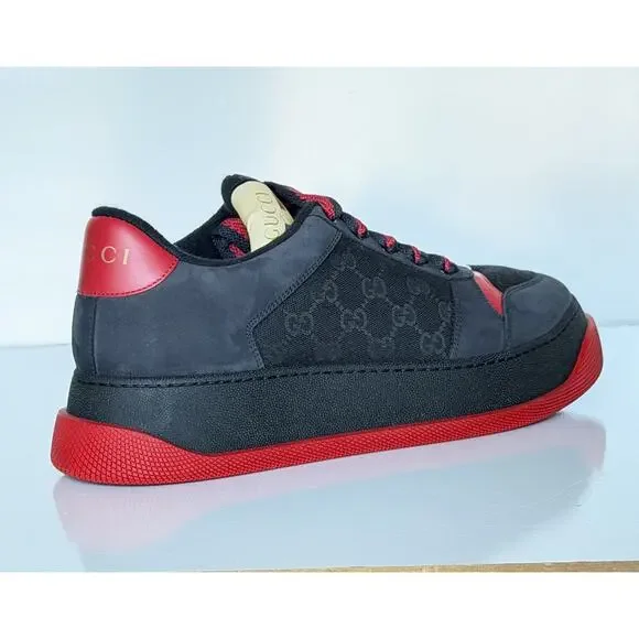 Gucci GG Double Screener Black/Red Sneakers 12 US (11.5 Gucci) 750048 IT NIB